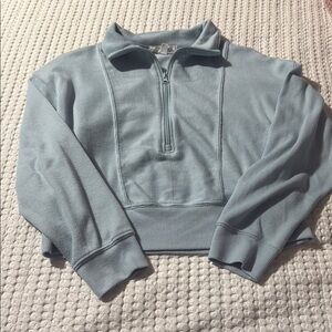 Hippie Rose Soft Blue Half Zip-Up Sweater